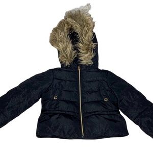 MICHAEL Michael Kors Black Puffer Jacket with Faux Fur Hood